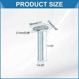 sourcing map 1/4"-20 T Track Bolts 1-1/2 Inch Length, 25 Pcs Drop-in Sliding T Slot Bolts Accessories for Woodworking Jigs and Fixtures, Silver