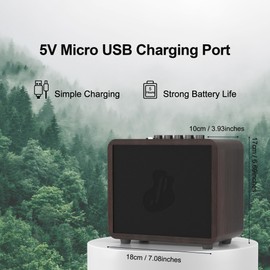 JUSTPRO 15W Mini Guitar Amp, Portable Acoustic/Electric Guitar Amplifier Rechargeable, Wireless Guitar Practice Amp with Reverb, Chorus & Delay, Supports OTG, AUX, REC, Bass and Treble Control