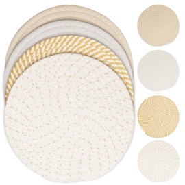 8" Trivets for Hot Pots and Pans, 4 Pack Hot Pads for Kitchen Counter, Heat Resistant Hot Pot Holders, Hot Plate Mat for Countertop Table, Home Kitchen Essentials Decor (Khaki)