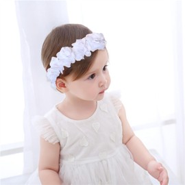 Hanfluenve Baby Girls Headband Floral Crown for Little Girls Flower Headbands Soft Stretchy Head Wrap for Infant Toddler Hair Accessories (white)