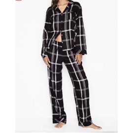 Victoria's Secret NEW Victorias Secret  PJ Pajama Set Black Pink long Sleeve Cotton flannel Plaid