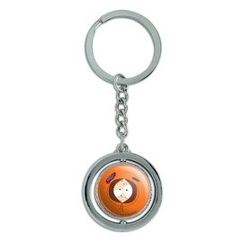 GRAPHICS & MORE South Park Kenny Roughed Up Keychain Spinning Round Chrome Plated Metal