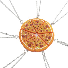 Haoyull 7 Pieces Chic Pizza Pendant Necklace/Keychain Realistic Pizza Resin Necklace/Keychain Set Unique Food inspired, as the picture shows, Resin alloy