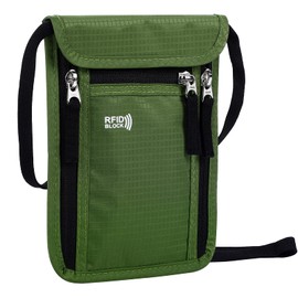KEAFOLS Neck Pouch Chest Bag Travel Purse with RFID Protection Waterproof Shoulder Bag Bag Maximum Security for Smartphone and Travel Documents, Green, Practical and modern