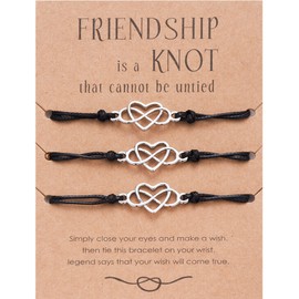 Friendship Bracelet for Girls - Best Friend Bracelet Friendship Gifts for 3 Girls, Adjustable Bracelets Friendship Gifts for Women | Bff Friendship Bracelets Birthday Christmas Gifts, Infinite Heart