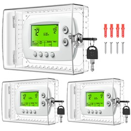 TRJ 3 PCS Large Thermostat Lock Box with Key, Clear Thermostat Cover with Lock for Thermostat on Wall, Lockable Thermostat Lock Box Cover, AC Lock Box Cover with Key Fit Thermostat 4"Hx6"W or Smaller