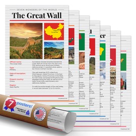 Quarterhouse 7 Poster 7 Wonders of the World Set, Social Studies Classroom Learning Materials for K-12 Students and Teachers, 12 x 18 Inches, Made in USA