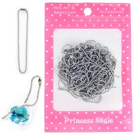 Ball Chain with Connector, Silver, Total Length: Approx. 4.9 inches (12.5 cm), Ball Diameter: 0.06 inches (1.5 mm), 50 Pieces + Spare