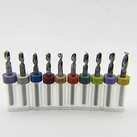 Ten Size Solid Carbide Drill Bit Set 2.95mm - 3.30mm .116" - .130" 1/8" Shanks