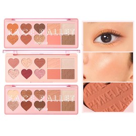 PINKFLASH OhMyLove Multiple Face Palette Eyeshadow Brush Highlighter Contour 4 in 1 (03# Caramel Toffee)