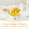 DUJUST Blooming Tea Pot Set, Luxury British Design with Relief