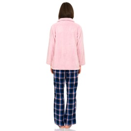 TowelSelections Women's Bed Jacket Zip Front Cardigan Fleece Robe Lounge Coverup XX-Large Chalk Pink