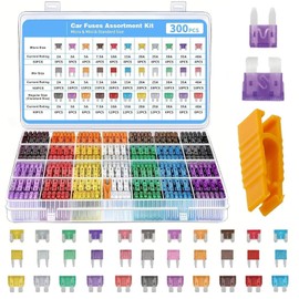 300pcs car fuses assorted kit, mini fuses for cars 2A-40A, Automotive Replacement Kit For Car Boat RV Truck Motorcycle with Puller Extraction Tool & Storage Case