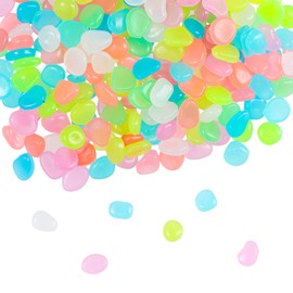 Glowing Pebbles Stones, 300 Pcs Colorful Luminous Cobblestones Garden Fluorescent Stones, Glow in Dark Pebbles Cobble Decorative Stone for Aquarium Fish Tank, Home Decor, Garden etc (Mixed Colors)