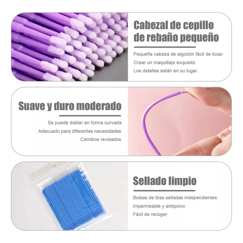 2000 Microbrush Microaplicadores Extensiones De Pestañas 1x1