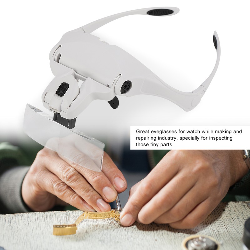 Hands Free Eyeglasses Bracket Magnifier with 5 Pcs Lenses Headband