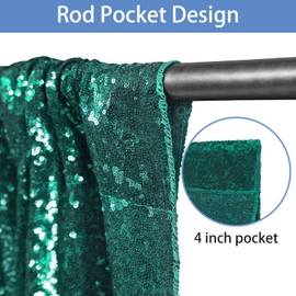 Hahuho Hunter Sequin Backdrop Curtain, 2PCS 2FTx8FT Glitter Backdrop Curtain for Parties, Christmas, Wedding, Party Decoration（2 Panels, 2FT x 8FT, Hunter
