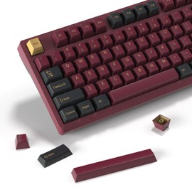 KBDiy 176 Keys Clone Red Samurai Key Caps PBT Double Shot Custom Keycap Set,Keycaps 60 Percent,Cherry Profile Keycaps for GK61/64/68/84/87/100/104/108 Mechanical Keyboard