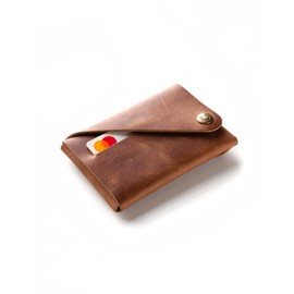 Crazy Horse Craft, Men's Wallet Women's Card Holder Slim Wallet, Classic Brown, Upper grain leather (top grain)