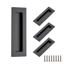 Ravinte 4 Pack Black Cabinet Pulls - Recessed Finger Pulls Sliding Door Handles Furniture Handles Kitchen Hardware for Cabinets (150mm Length)