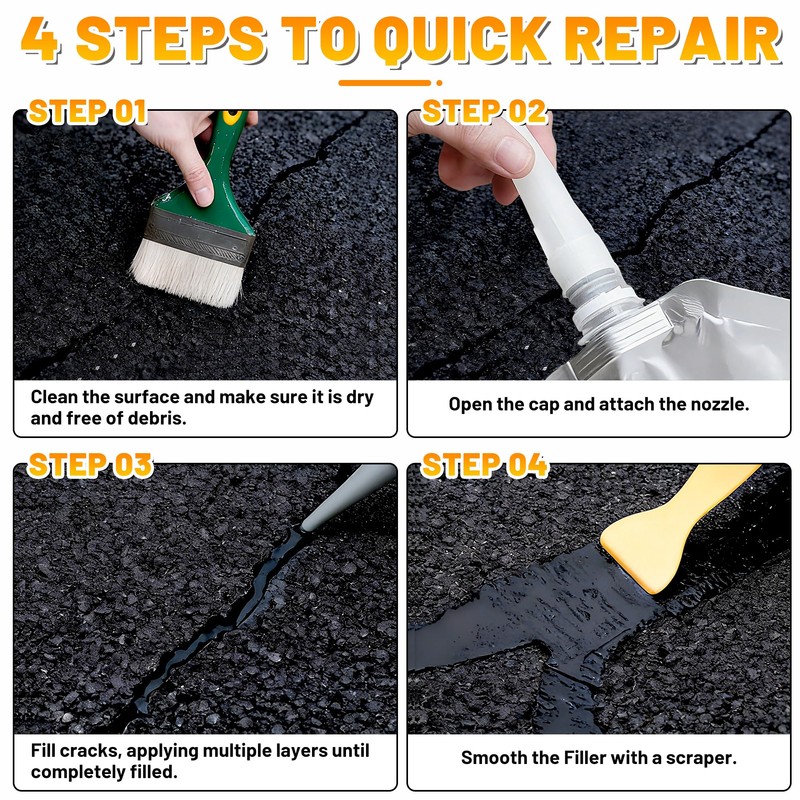 Asphalt Crack Filler, 2.65LB High Elasticity Cement Crack Filler, Self