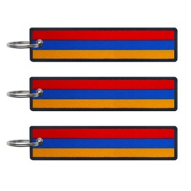 JAVD Armenia Flag Keychain Tag with Key Ring - Keys, Cars, Motorcycles, Backpacks, Luggage and Gifts - EDC (3 Pack)