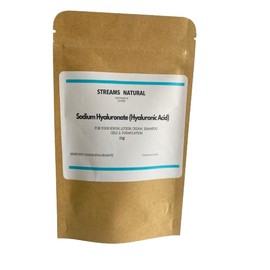 Streams Natural Hyaluronic Acid Powder (Sodium Hyaluronate) - for Your DIY Serums and Moisturizers. (25, Grams)