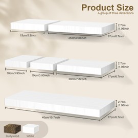 HOLENGS Floating Shelves White for Wall Set of 6, Wood White Hanging Corner Shelf, Multi-Size Combinations Wall Shelf for Bedrooms Kitchen Study Office Living Room Decor Storage 4 6 8 10 16 Inch