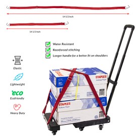 dbest products Trolley Dolly High-Tension Power Adjustable 63' Flat Bungee Cord 4 Pack with Hooks and Buckle Heavy Duty Elastic Strap Max Stretch Tie Downs Moving Outdoor