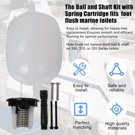 Qblahip New 385310681 Flush Ball and Shaft Cartridge Kit with Spring Replacement for Dometic Sealand Toilet Models 110, 147, 148, 210, 647, 648, 709
