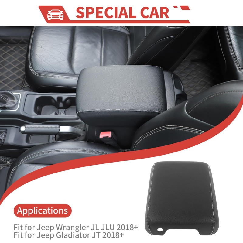 Amayum for Jeep Center Console Armrest Cover Leather Arm Rest