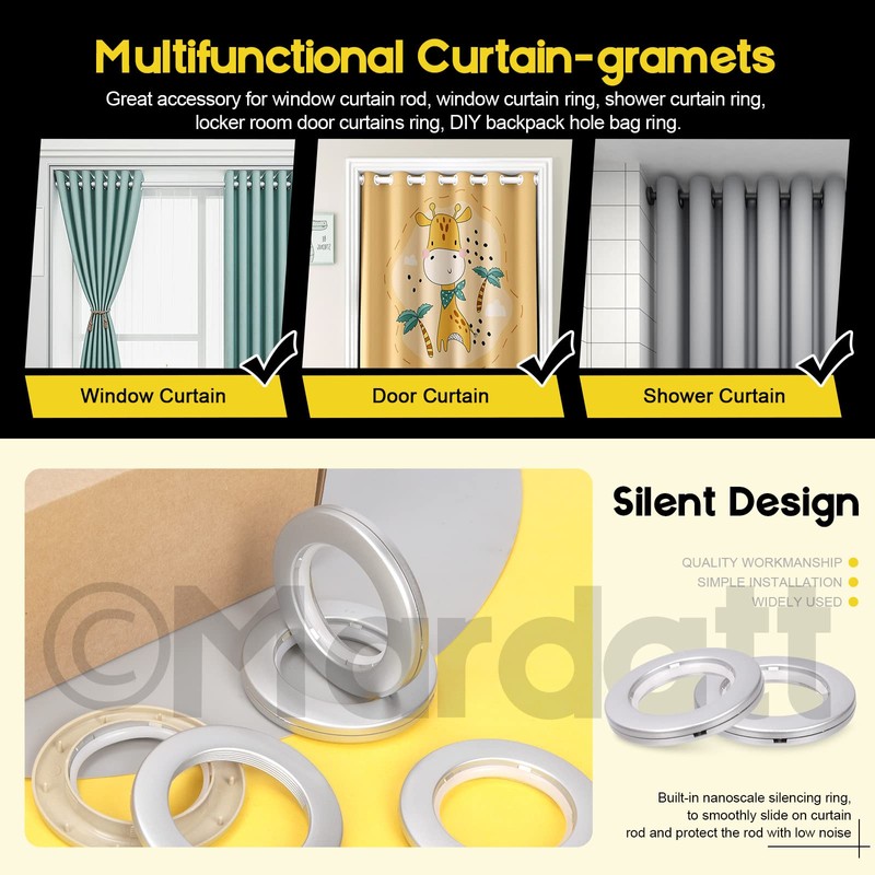 Mardatt 20 Pack Curtain Grommets 1.6 Inch Inner Diameter Silencing