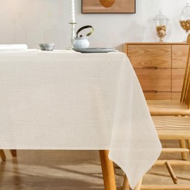 Karseteli Natural Linen Rectangle Tablecloth, Slubby Textured Fall Lightweight Table Cloth 70 x 90 Inch, Water Resistant Stain Resistant Farmhouse Burlap Table Cover for Kitchen Dining Room