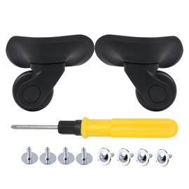 RDEXP Black Wheel Dia 1.92inches Left & Right Luggage Wheels with Screws Replacement Part Set of 2