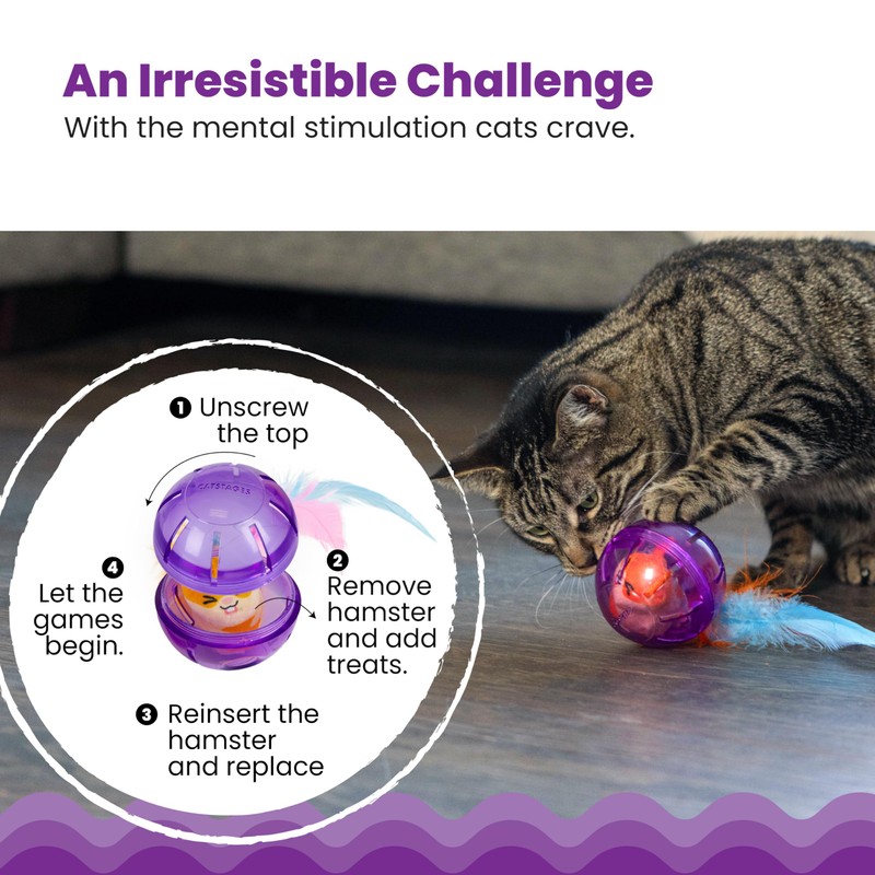 Catstages Hamster Ball Interactive Treat-Dispensing Ball Puzzle Cat Toy with