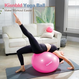 kisnbld Exercise Ball, Extra Thick Yoga Ball for Workout Pregnancy Stability, 4 Sizes Anti-Burst Balance Ball with Foot Pump - Heavy Duty Fitness Ball Chair for Office, Home & Gym