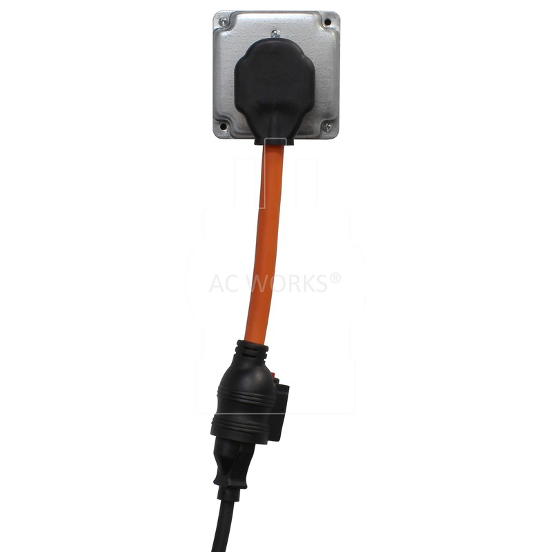 AC WORKS NEMA 10-50P 50A 3-Prong Plug to NEMA 6-20R