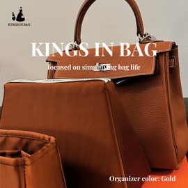 KINGS IN BAG Purse Pillow Insert Compatible with Kelly 25 Bags, Handbag Filler with Soft Satins for Luxury Bags, Soft Purse Inner Pillow with Memory Foam (Gold, KE25)