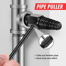 Pipe Extractor for Damaged Screws and Broken Bolts from ½ to ¾ Inch. Double Head Thread Remover with Auxiliary Lever Carbon Steel