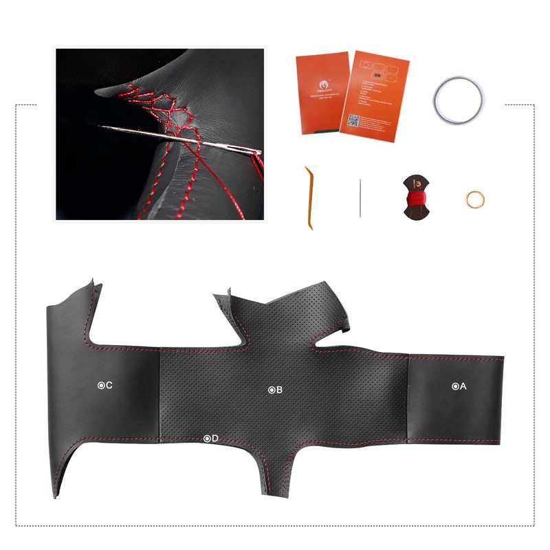 MEWANT - Funda para volante de piel negra para Honda