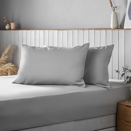Silentnight Supersoft Dove Grey Pillowcase Pair Easy Care Soft Snuggly Plain Pillow Cases Ideal with Duvet Cover Quilt Bedding Set Machine Washable Pillows Covers - Standard Size (74cm x 48cm)