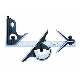 INSIZE 2278-180E Combination Square Set, 1/8", 1/16", 1/32", 1/64" Graduation, silver