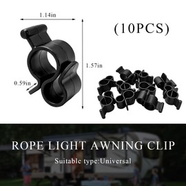 Wevdn 10 PCS Rope Light Awning Clip, Durable Plastic S Clip Hook Slides into Awning Roller Bar Channel, Multi Purpose Mini Ceiling Hooks for Camper/Trailer Rope Lights RV Lights Awnings