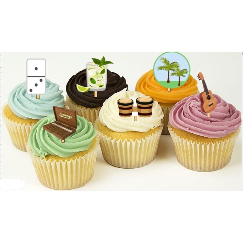 12 Puerto Rico Party Cupcake Toppers Food Picks Party Decorations