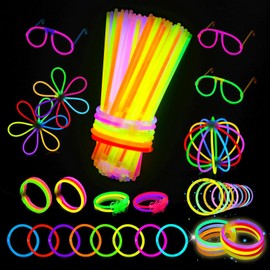Kangtaixin 100 Glow Sticks Glow Sticks Party Set with 7 Colours, 122 Connectors for Bracelets, Neon Gadgets for Party, Wedding, New Year's Eve and Fireworks