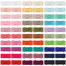60pcs Baby Bows for Girls Mini Bow Snap Clip Baby Hair Clip Grosgrain Ribbon 1.2" Tiny Hair Bows Clips for Baby Girls Toddlers Infant Fine Thin Hair (30 Colors in Pairs)