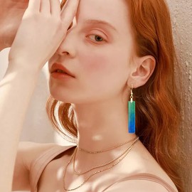 Boho Earrings for Women Natural Blue Green Vison Chrysocolla Stone Elegant Dangle Earrings Jewelry