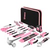 DEKO Pink Tool Set 110 Piece Household Tool Kit,Ladies Portable