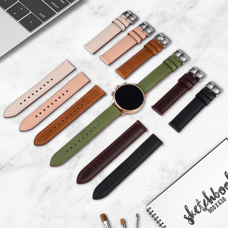 YLK Leather Strap for Garmin Vivomove 3S/Vivoactive 4S, Garmin Venu