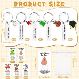 20 Set Employee Appreciation Gifts Bulk for Coworkers Thank You Staff Gift Mixed Animal Pun Keychains Thank You Cards Organza Bags Funny Resin Office Gifts Favors (Mixed1)